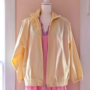 Vintage Full Zip Spring Jacket Light Yellow Pastel Oversized cotton Blend Medium